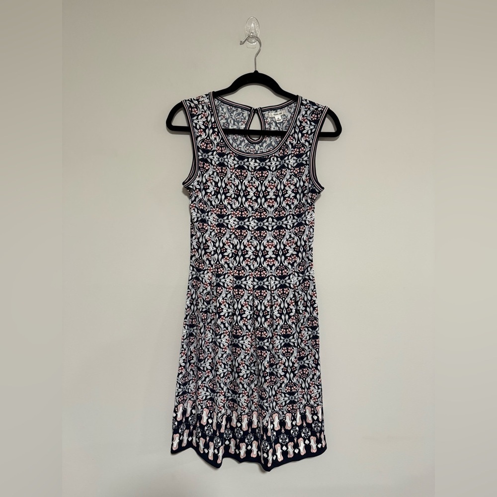 Sophie Max Navy Pink Floral Mini Dress Size Medium NWT Art Deco Retro